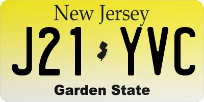NJ license plate J21YVC