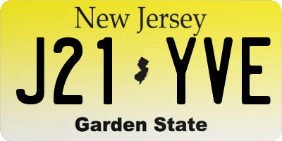 NJ license plate J21YVE