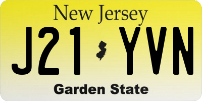 NJ license plate J21YVN
