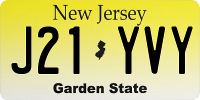 NJ license plate J21YVY