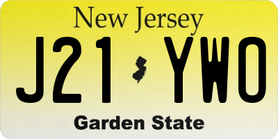 NJ license plate J21YWO