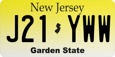 NJ license plate J21YWW