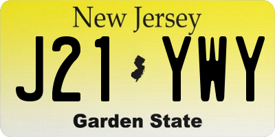 NJ license plate J21YWY