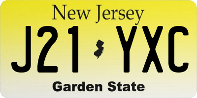 NJ license plate J21YXC