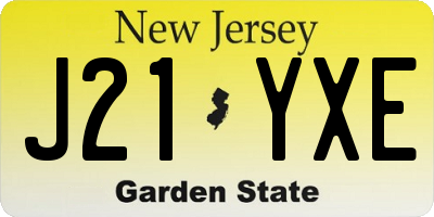 NJ license plate J21YXE