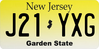 NJ license plate J21YXG