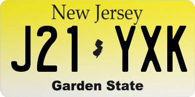 NJ license plate J21YXK