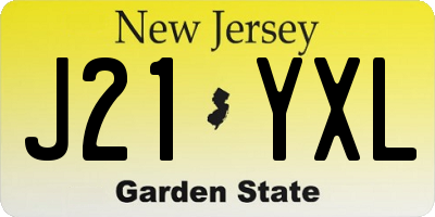 NJ license plate J21YXL