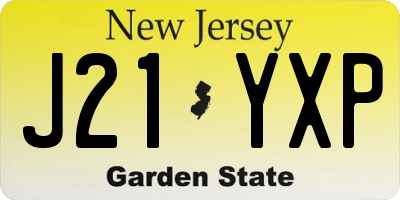 NJ license plate J21YXP