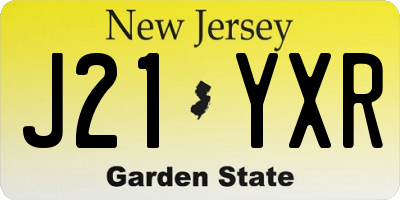NJ license plate J21YXR