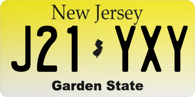 NJ license plate J21YXY