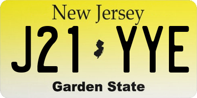 NJ license plate J21YYE