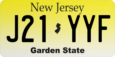 NJ license plate J21YYF