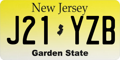 NJ license plate J21YZB