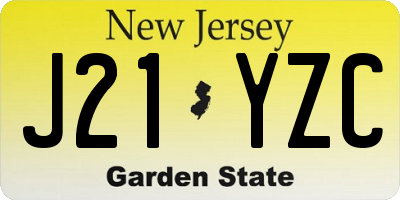 NJ license plate J21YZC