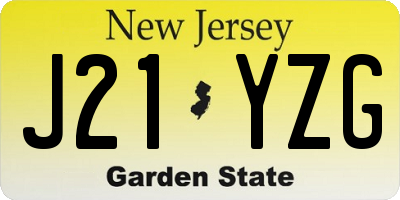 NJ license plate J21YZG