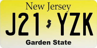 NJ license plate J21YZK