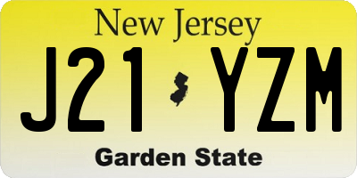 NJ license plate J21YZM