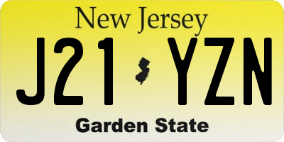 NJ license plate J21YZN