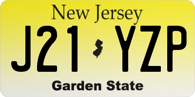 NJ license plate J21YZP