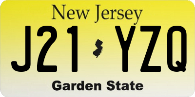 NJ license plate J21YZQ