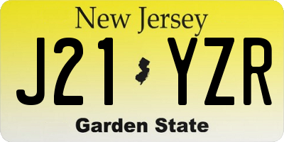 NJ license plate J21YZR