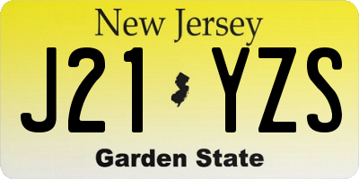 NJ license plate J21YZS