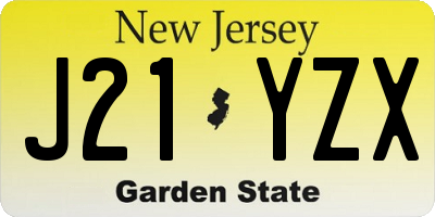 NJ license plate J21YZX