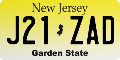 NJ license plate J21ZAD