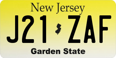 NJ license plate J21ZAF