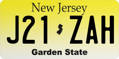 NJ license plate J21ZAH