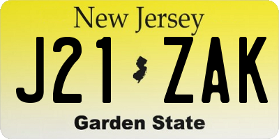 NJ license plate J21ZAK