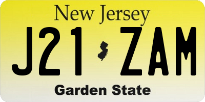 NJ license plate J21ZAM