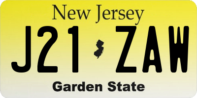 NJ license plate J21ZAW