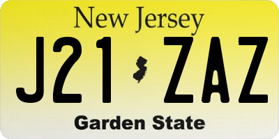 NJ license plate J21ZAZ