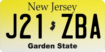NJ license plate J21ZBA