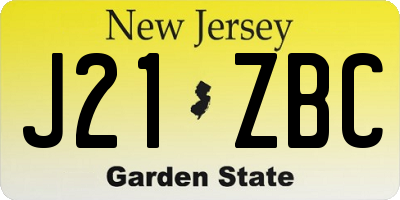 NJ license plate J21ZBC