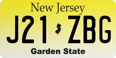 NJ license plate J21ZBG