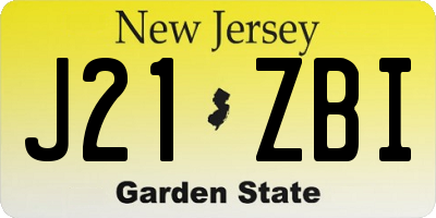 NJ license plate J21ZBI