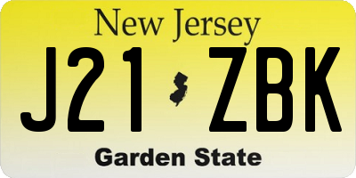 NJ license plate J21ZBK
