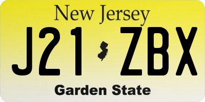 NJ license plate J21ZBX