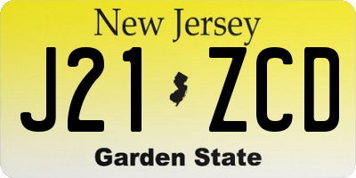 NJ license plate J21ZCD