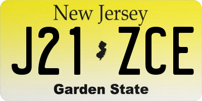 NJ license plate J21ZCE