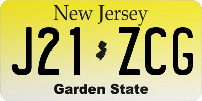 NJ license plate J21ZCG