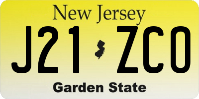 NJ license plate J21ZCO