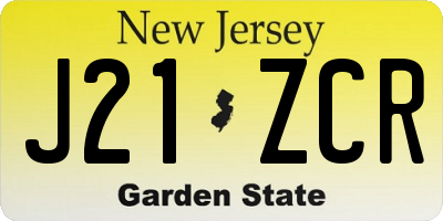 NJ license plate J21ZCR
