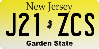 NJ license plate J21ZCS