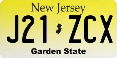 NJ license plate J21ZCX