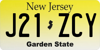 NJ license plate J21ZCY