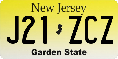 NJ license plate J21ZCZ